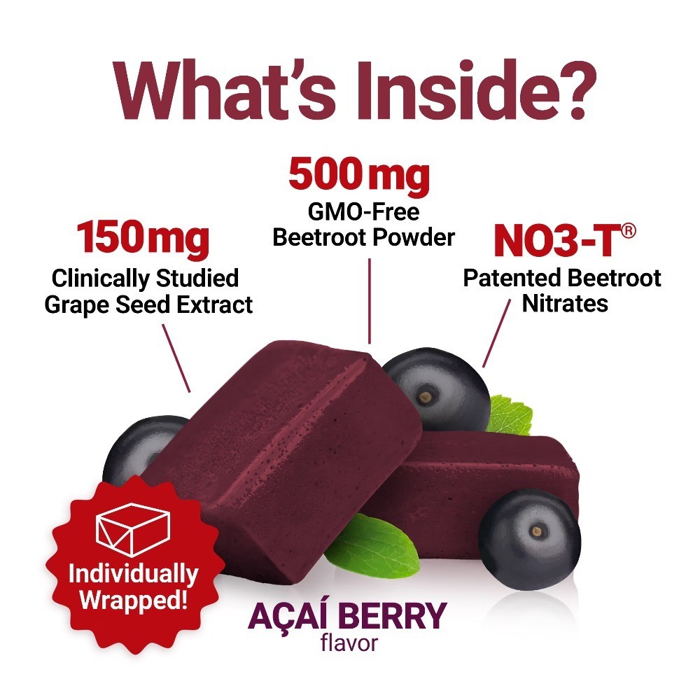Beet Root Supplement Soft Chews for Blood Pressure Support Nitric Oxide