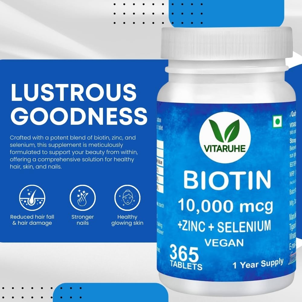 VITA.RUHE Biotin Zinc Selenium 365 Tablets Vegan