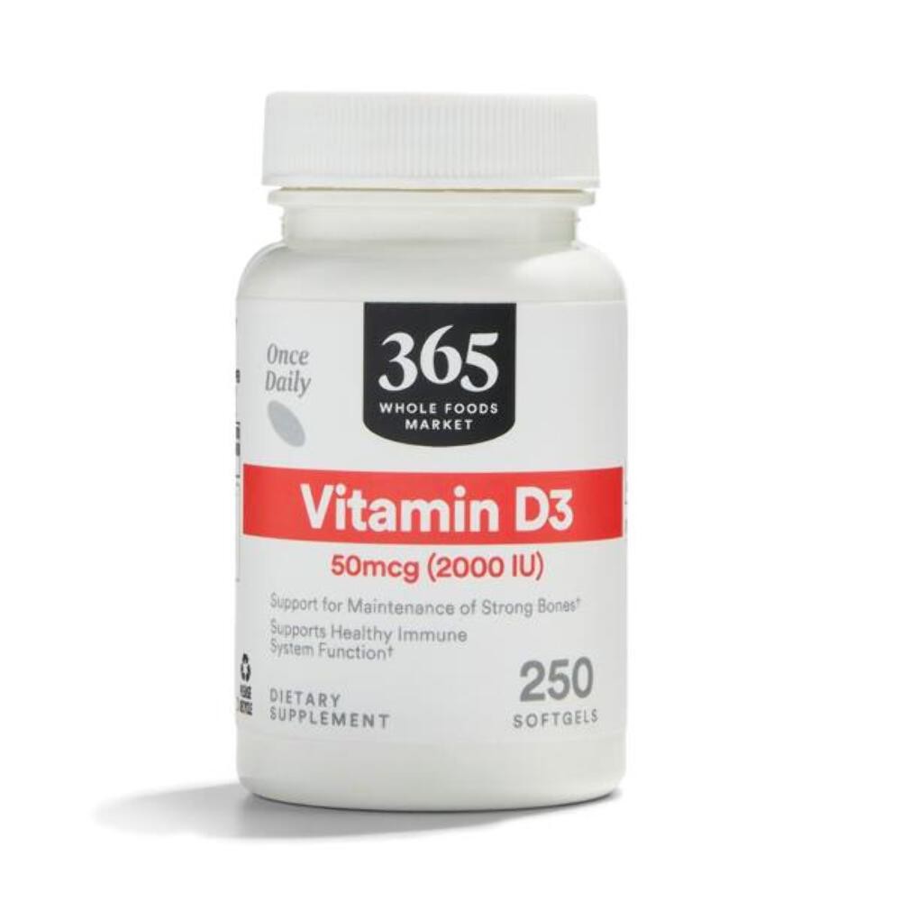 6/2027 365 by Whole Foods Market, Vitamin D3 2000 IU, 250 ct