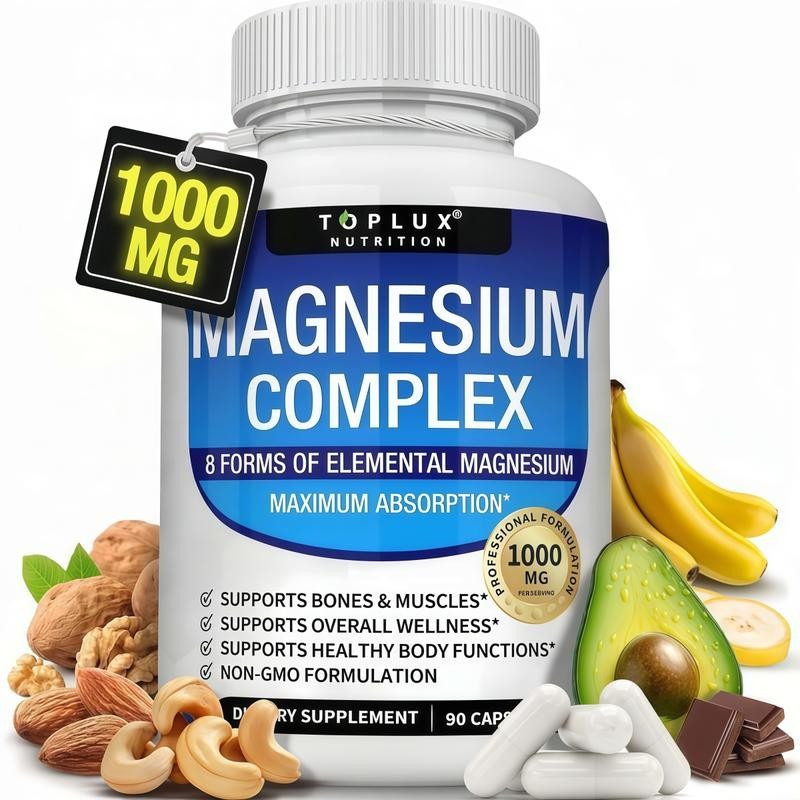 TopLux Nutrition Magnesium Complex 1000mg, 8 Forms for Sleep, Muscle & Bone