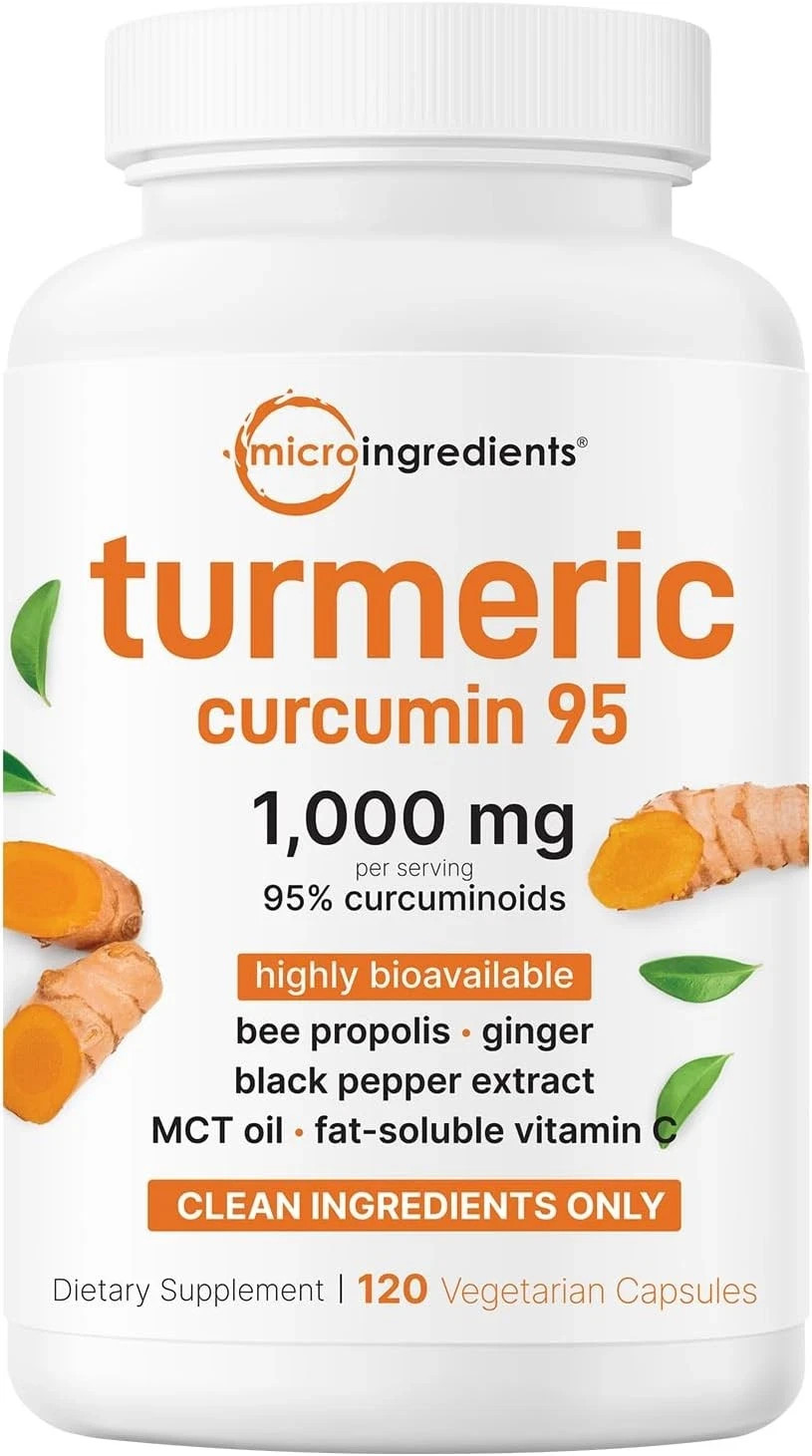 Turmeric Curcumin Supplement 1000mg 95% Curcuminoids Black Pepper/MCT/Bee Prop P