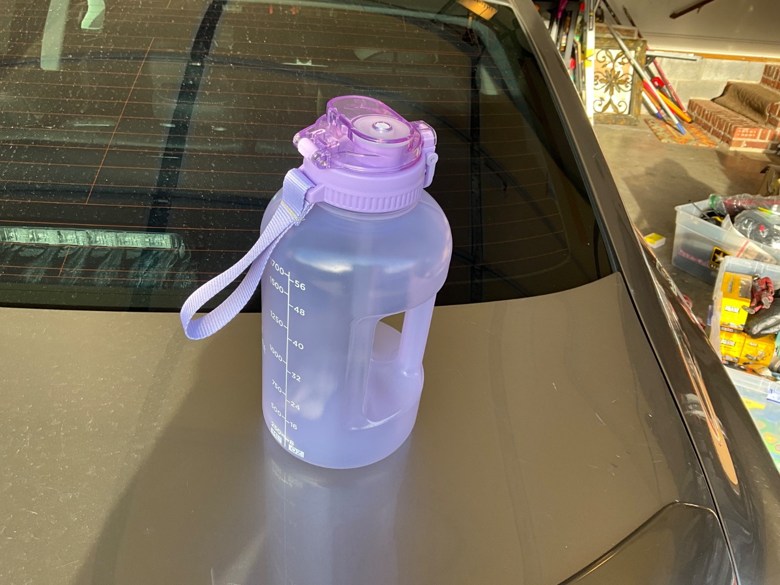 AQUAFIT 64 oz Water Bottle with Time Marker, BPA Free Half 64 Ounces, Lilac 64oz