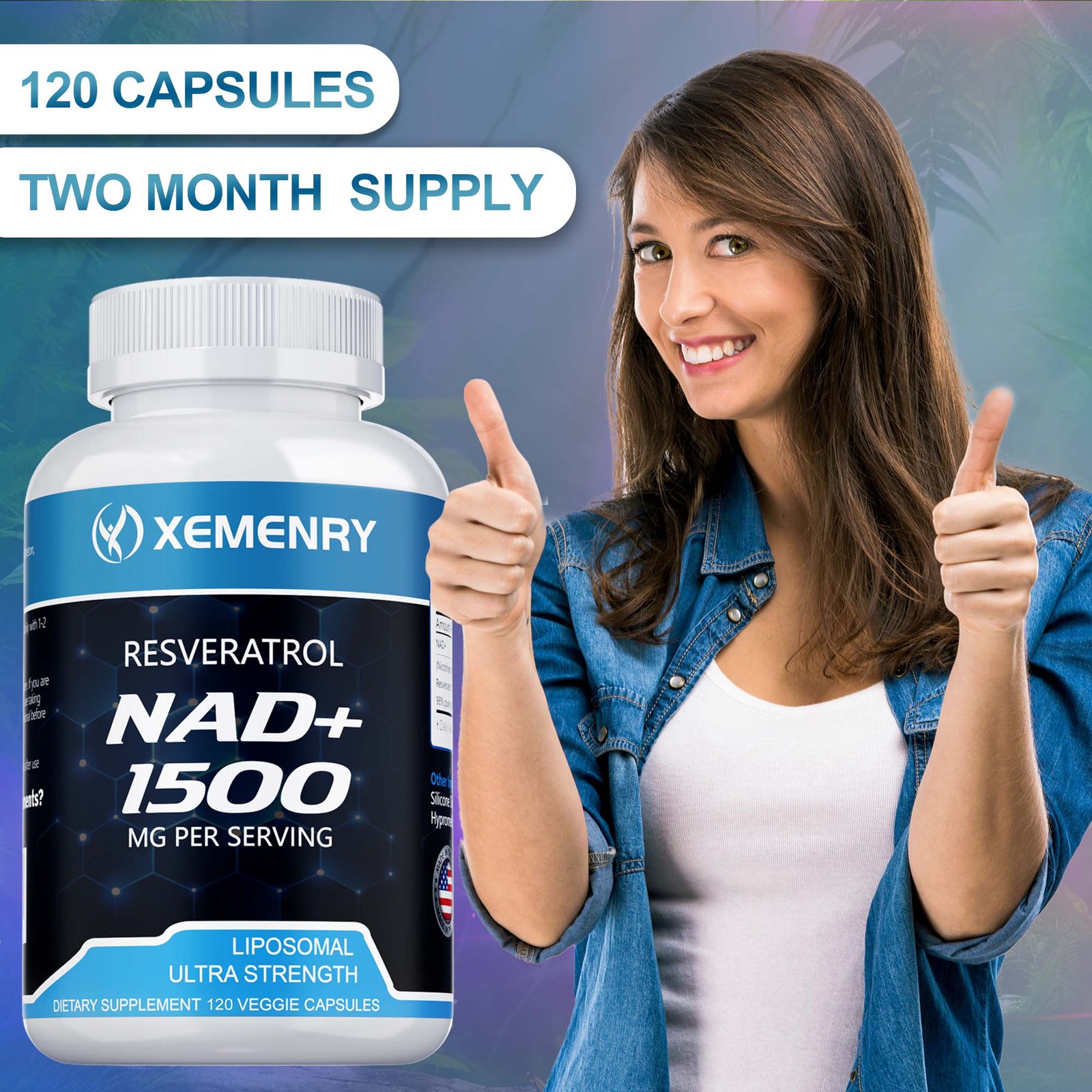 NAD+ 1500mg – Resveratrol,DNA Repair,Energy Production,Metabolism,Focus Booster