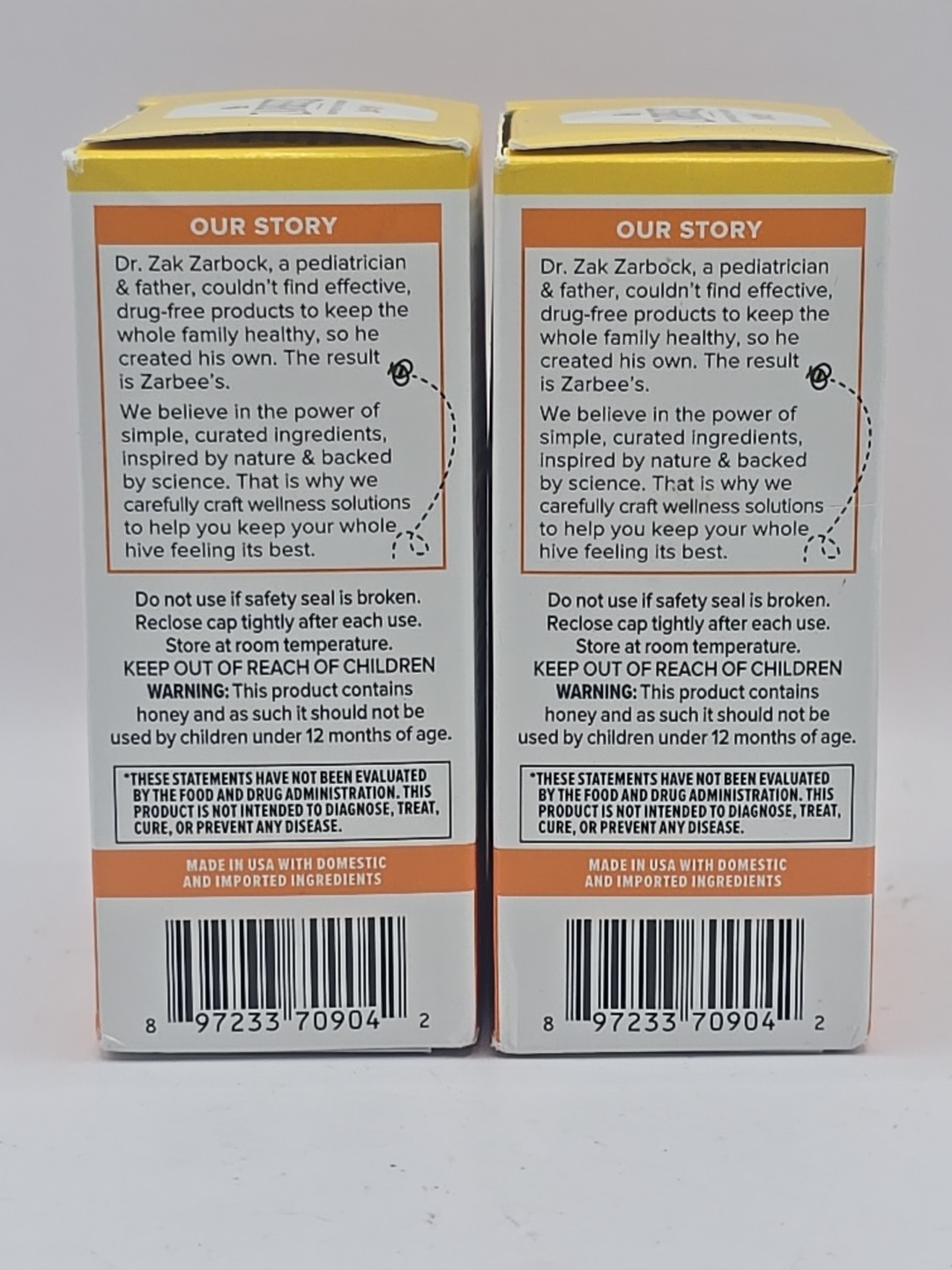 Lot Of 2 Zarbee’s Immune Support Syrup for Baby Peach & Honey 2 fl oz EXP 5/2026