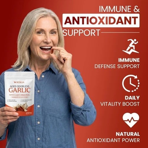 Resilia Garlic Extract 1200mg Softgels (60 Count) – Odorless Aged Garlic Extract