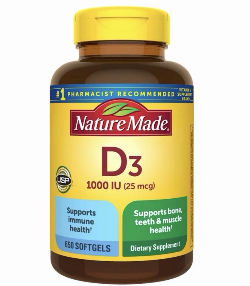 Nature Made Vitamin D3 25 mcg. 1000 IU 650 Softgels 09/2027