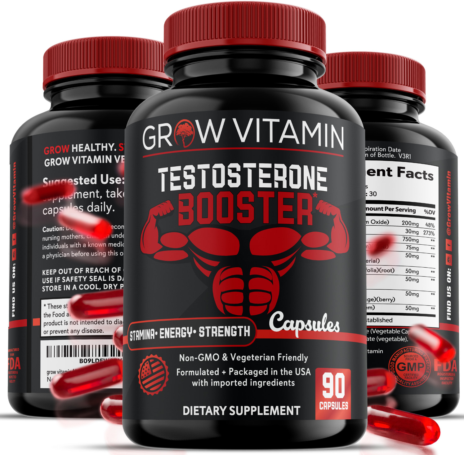 Men’s Test Booster – Stamina, Endurance, Energy & Strength Booster Grow Vitamin