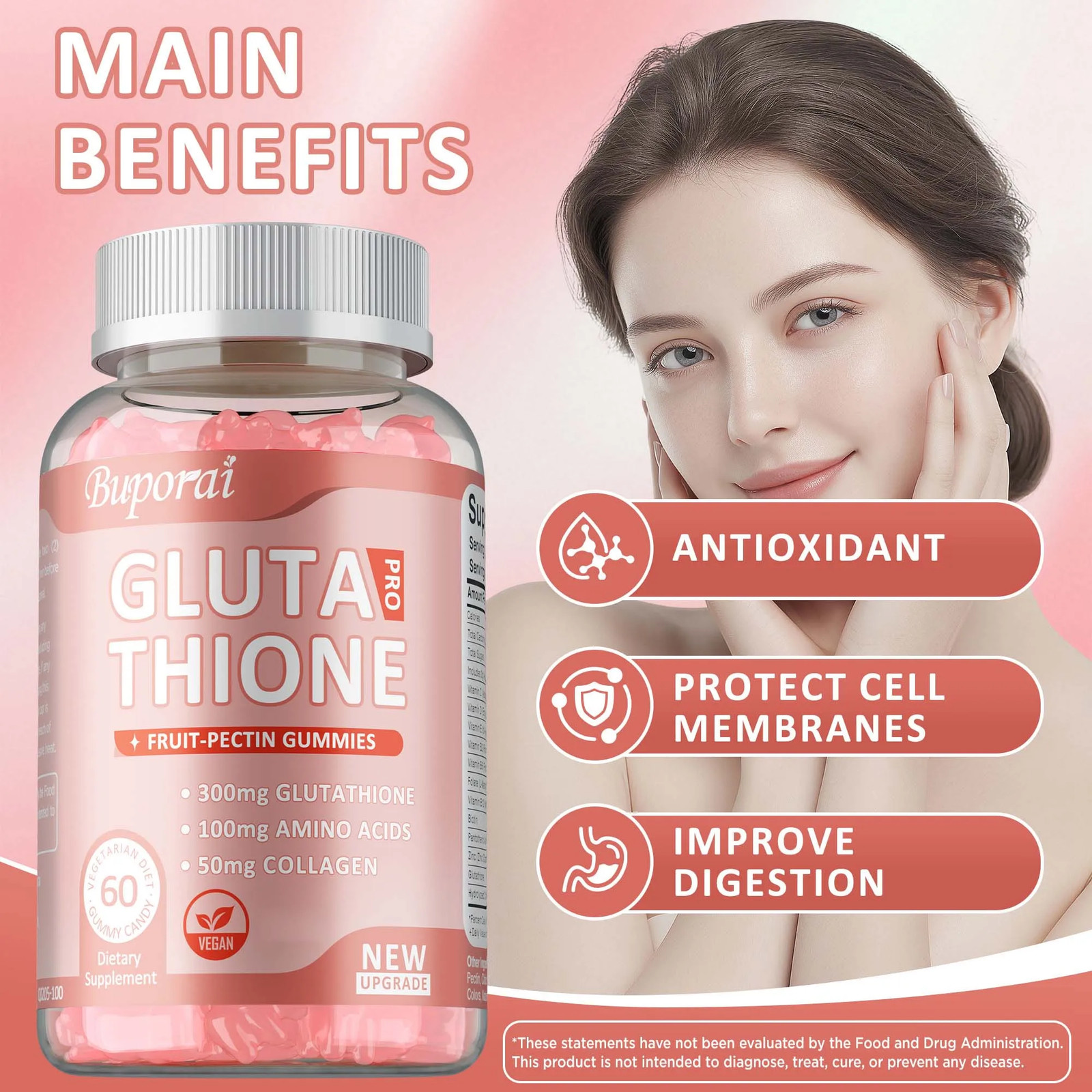 Glutathione 120pcs – Hair, Skin and Nails Health, Antioxidant, Reduce Fine Lines