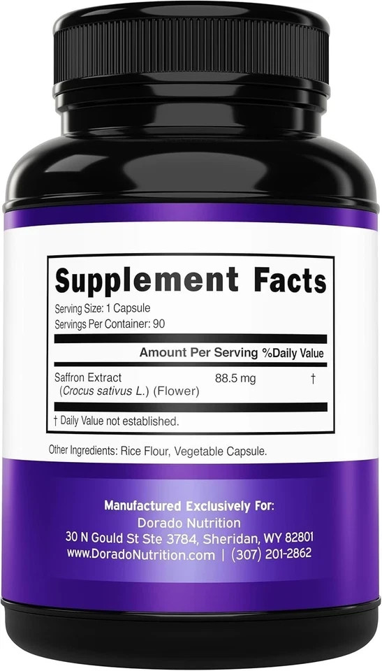 Saffron Supplements, 3 Month Supply, Pure 88.5Mg Saffron Extract for Women & Men