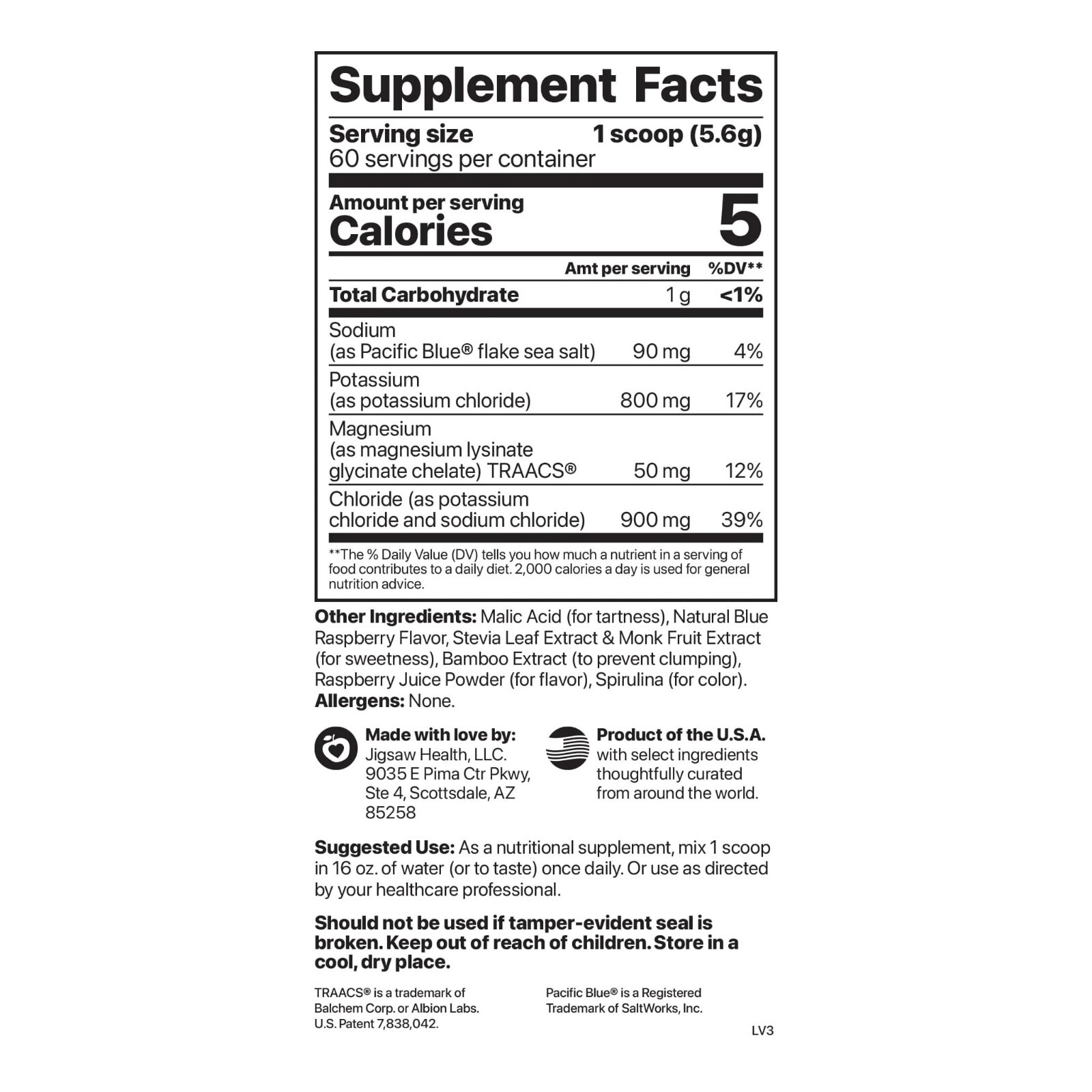 Jigsaw Health Potassium Blue Raspberry Cocktail Jar 60 Servings