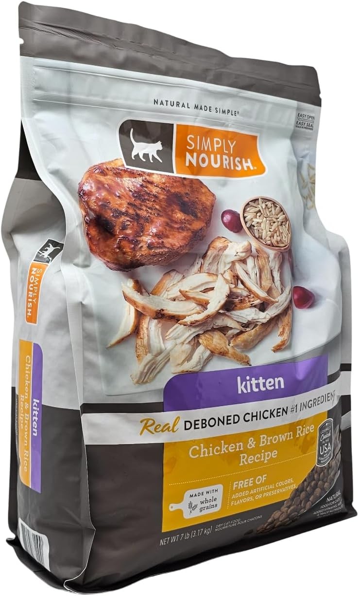 SIMPLY NOURISH Kitten Chicken and Brown Rice Dry Cat Food,7 Pound Bag
