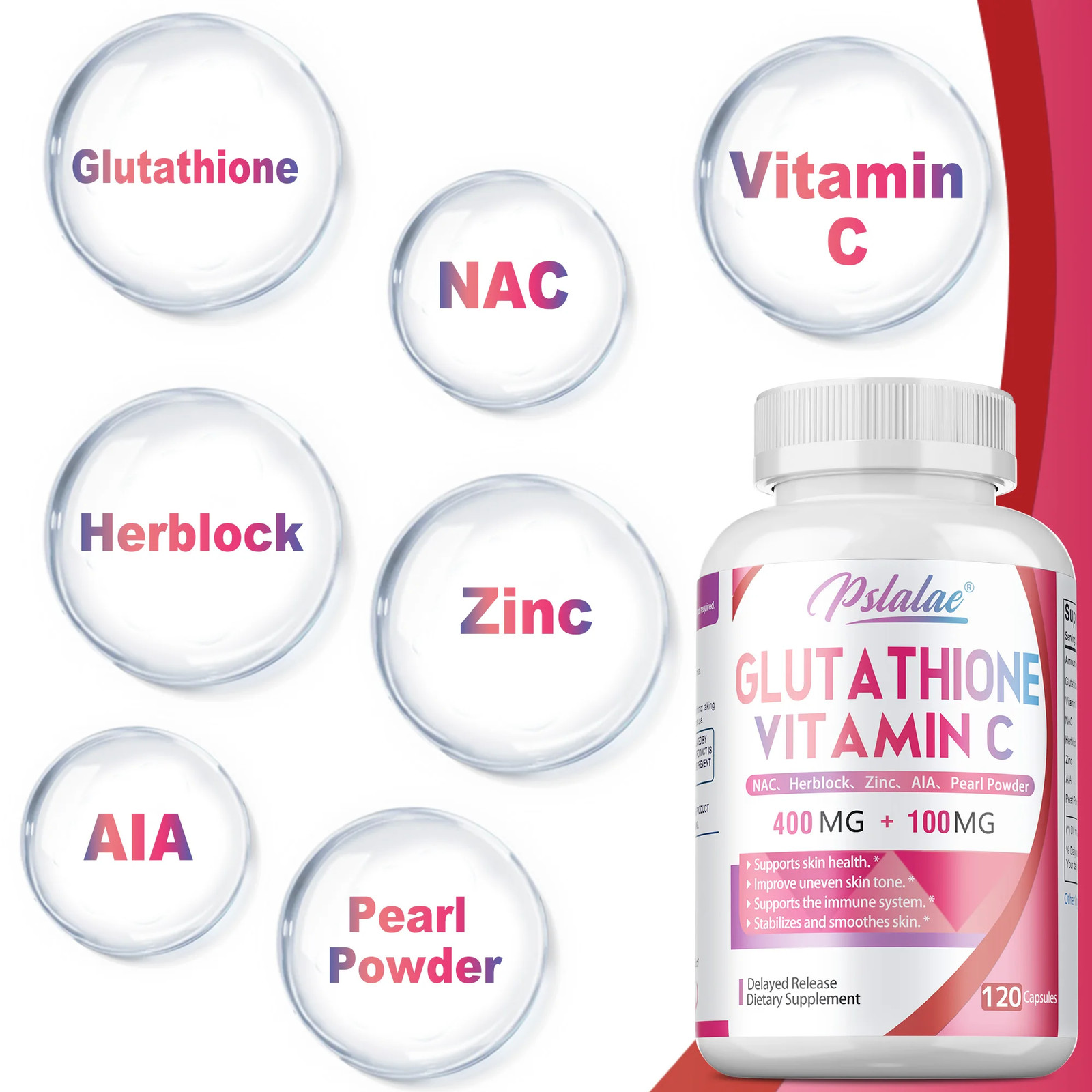Glutathione & Vitamin C 120pcs – Antioxidant, Whitening, Improve Dull Skin Tone