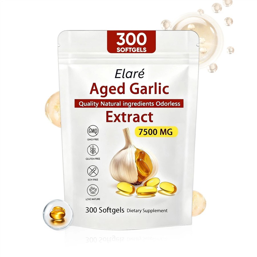 Elare Aged Garlic Extract, 300 Softgels, 7500mg Odorless Heart & Immune USA Hot