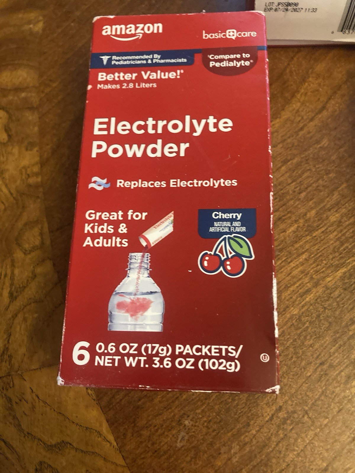 Amazon Basic Care Electrolyte Powder Packets Cherry Lot Of 5 Boxes Exp. 7/2027