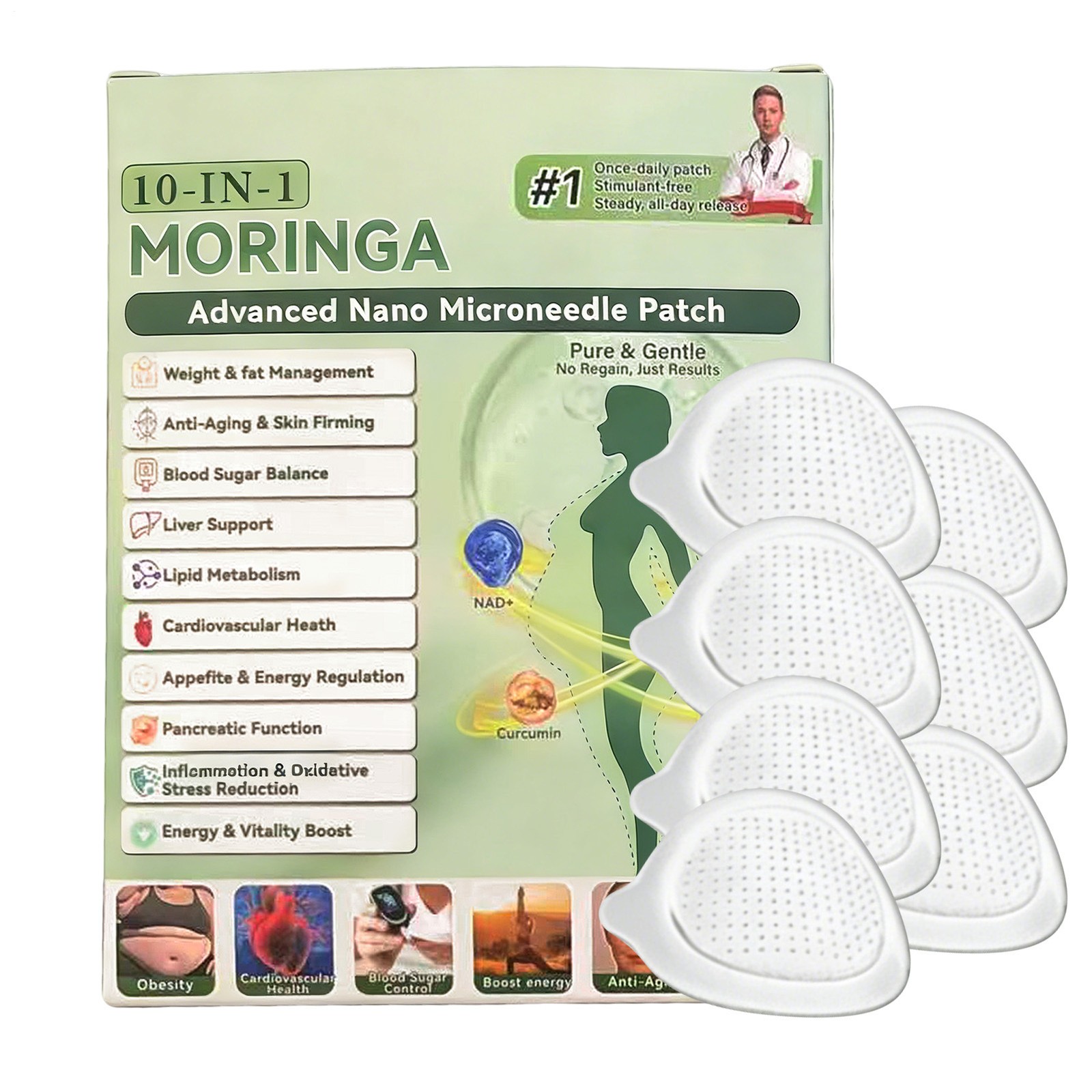 Improved Luxarise Moringa Berberine 10-in-1 Advanced Nano Microneedle Patch(7pcs