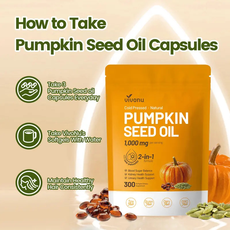 Pumpkin Seed Oil Saw Palmetto 1000mg Softgels 300 Caps