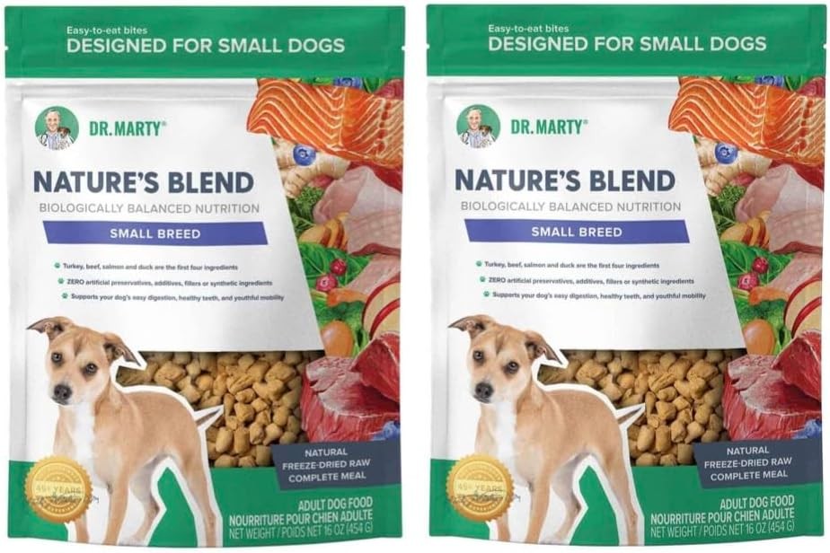 Dr. Marty Nature’s Blend Adult Small Breed Freeze Dried Raw Dog Food 16 oz (2 Pa