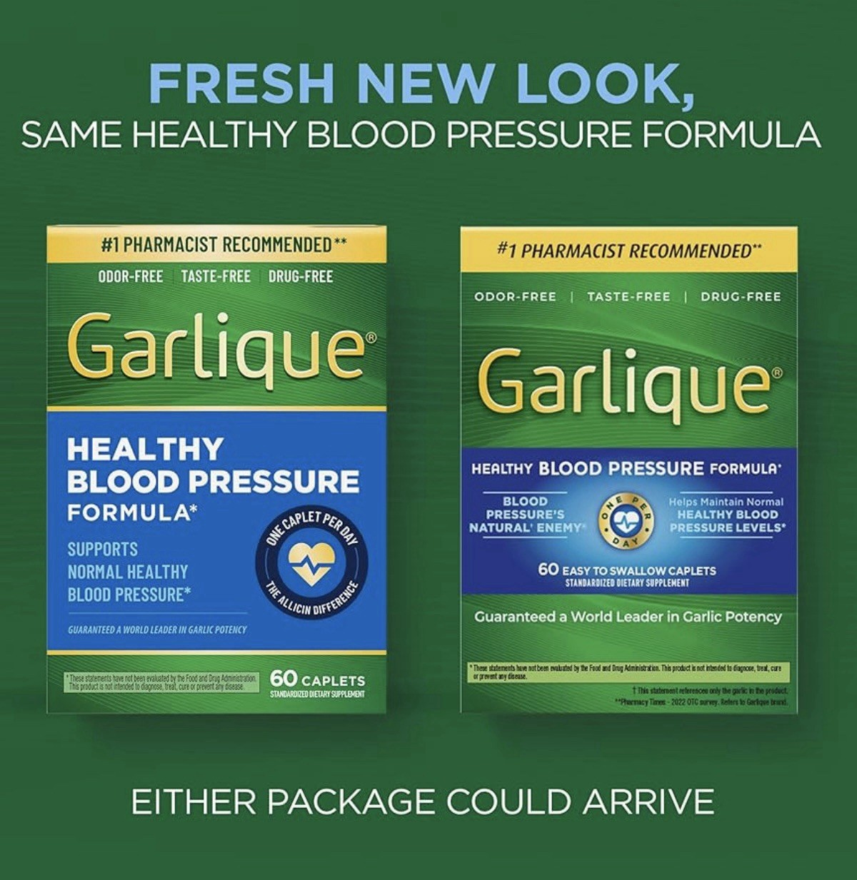 3x Garlique Healthy Blood Pressure Formula 60 Caplets per ea. BB: 02/27 – 03/28