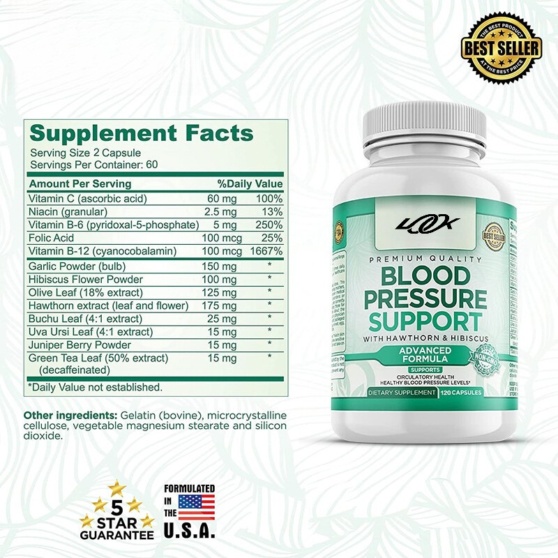 Premium Blood Pressure Support Supplement Support Heart Health 120 Capsules
