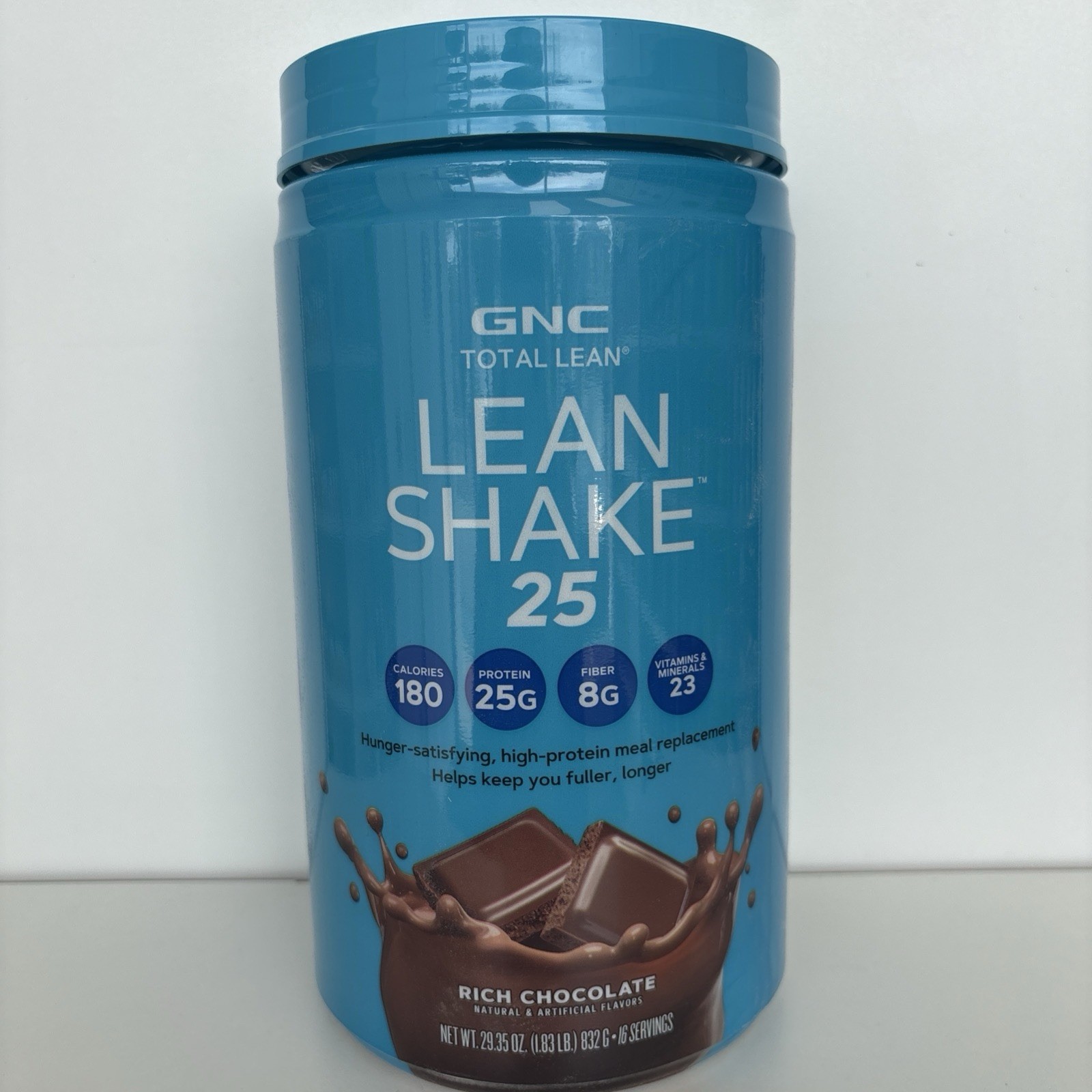 GNC Lean Shake 25 Rich Chocolate Powder 1.83 lb Meal Replacement Exp 6/2027
