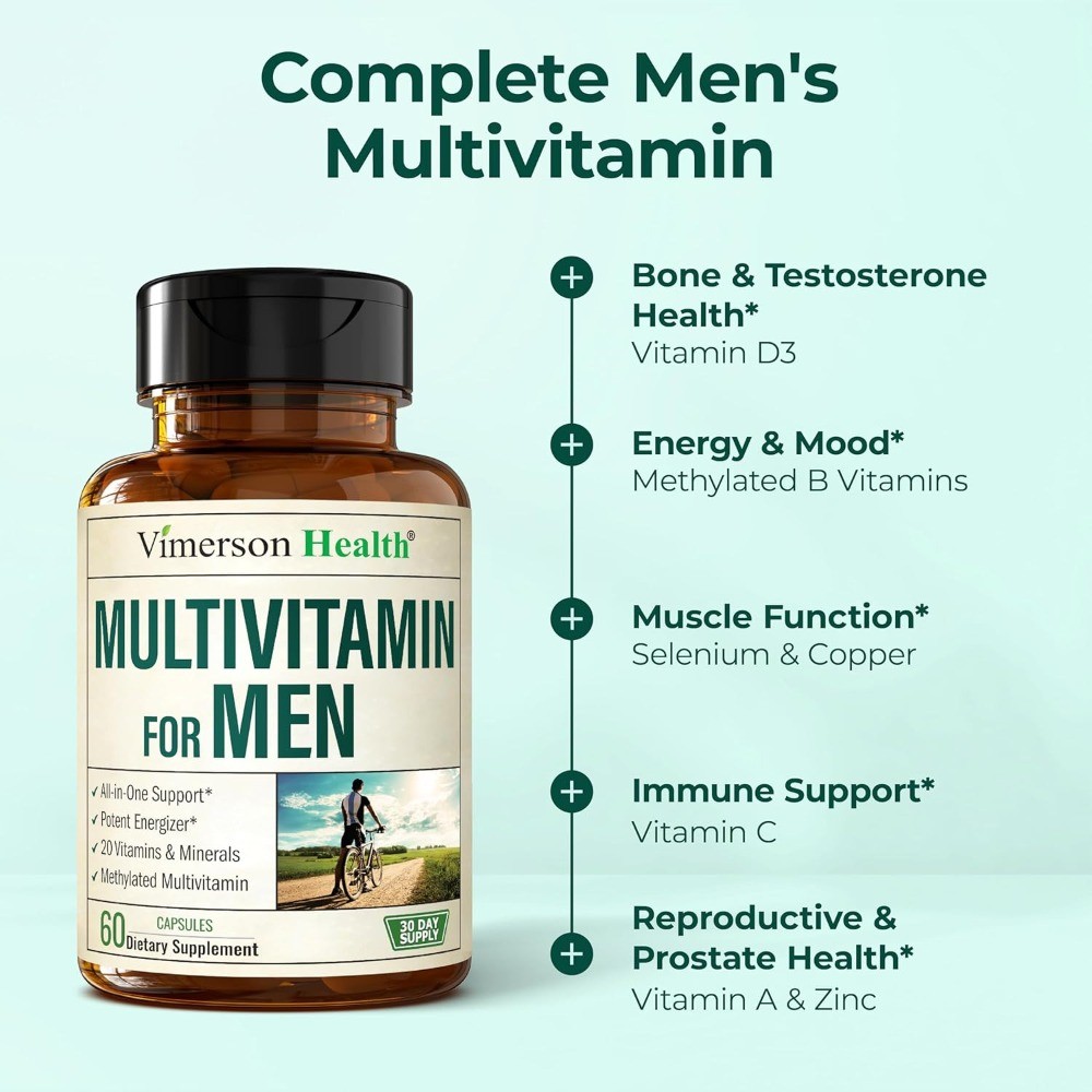 Multivitamin Men Methylated Daily &Capsules B12 A D C Zinc Magnesium 60 capsules