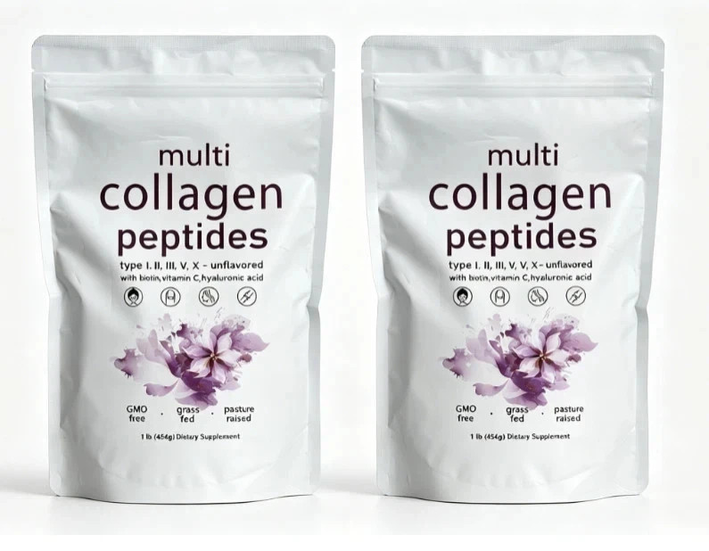Multi Collagen Peptides Powder 2 lb Hydrolyzed Protein Peptide Type I,II,III,V,X