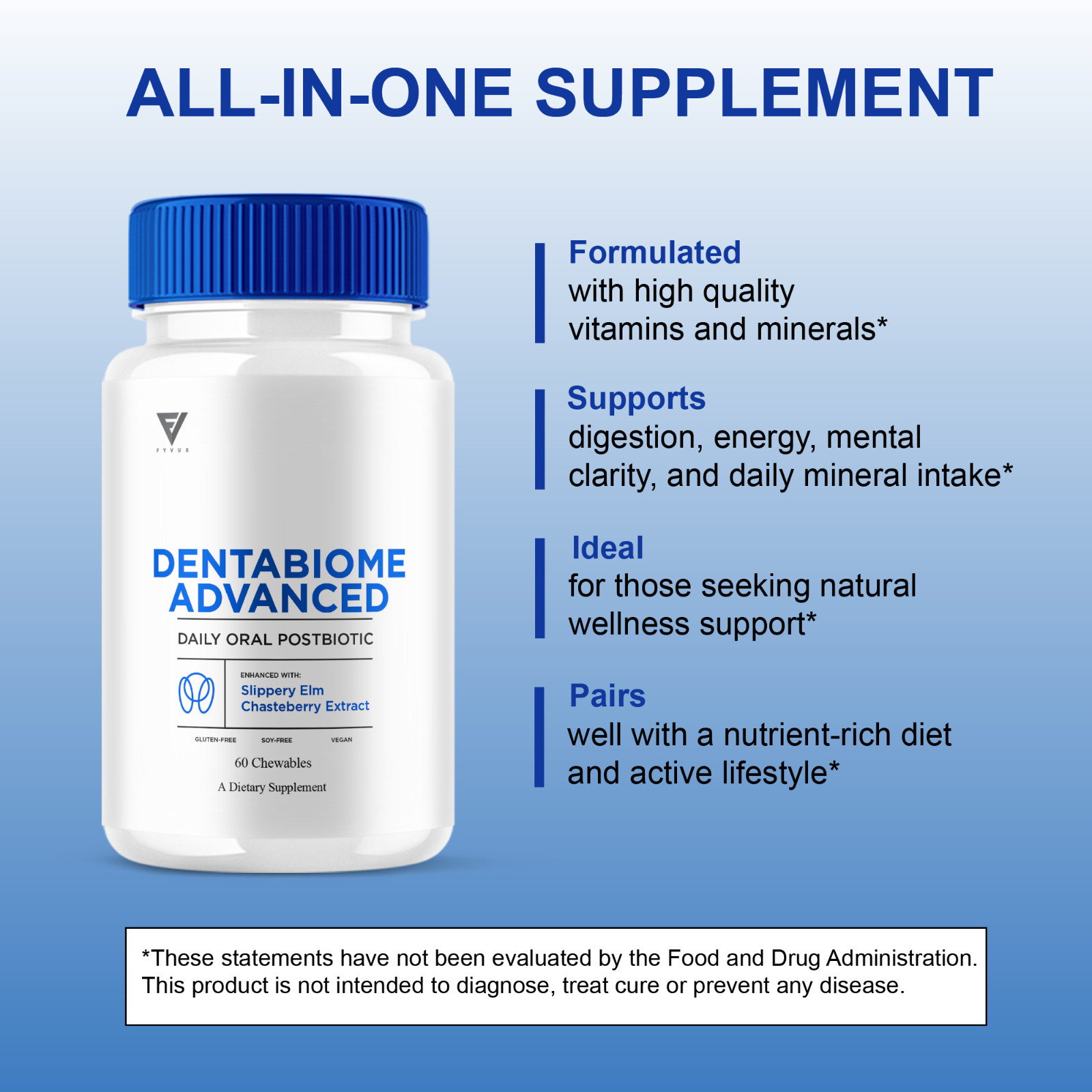 (3 Pack) Dentabiome Advanced, Denta Biome Daily Support Formula (180 Chewables)