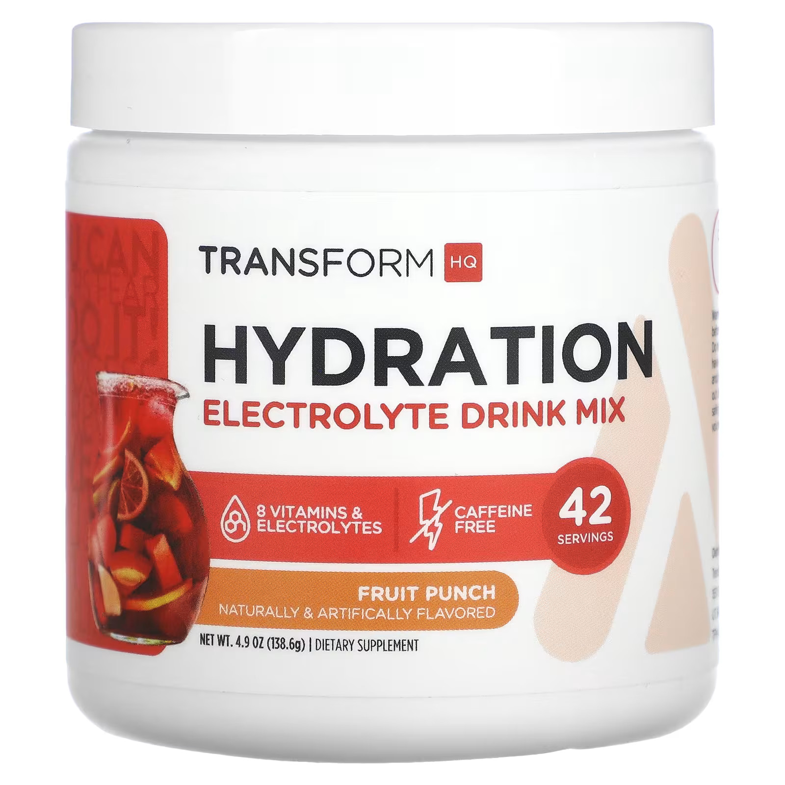 2 X TransformHQ, Hydration, Electrolyte Drink Mix, Fruit Punch, 4.9 oz (138.6 g)