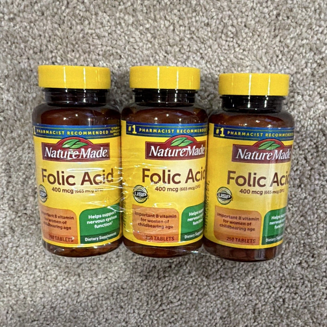 Nature Made Folic Acid 400 mcg Tablets 250 Ct Prenatal Support Gluten-Free
