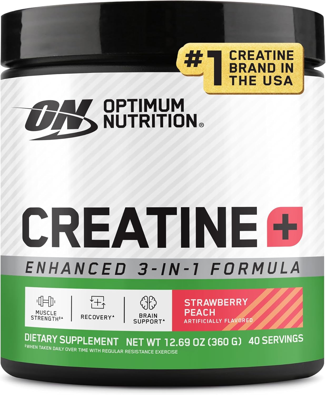 Optimum Nutrition Creatine Monohydrate Powder Strawberry Peach Performance 360g