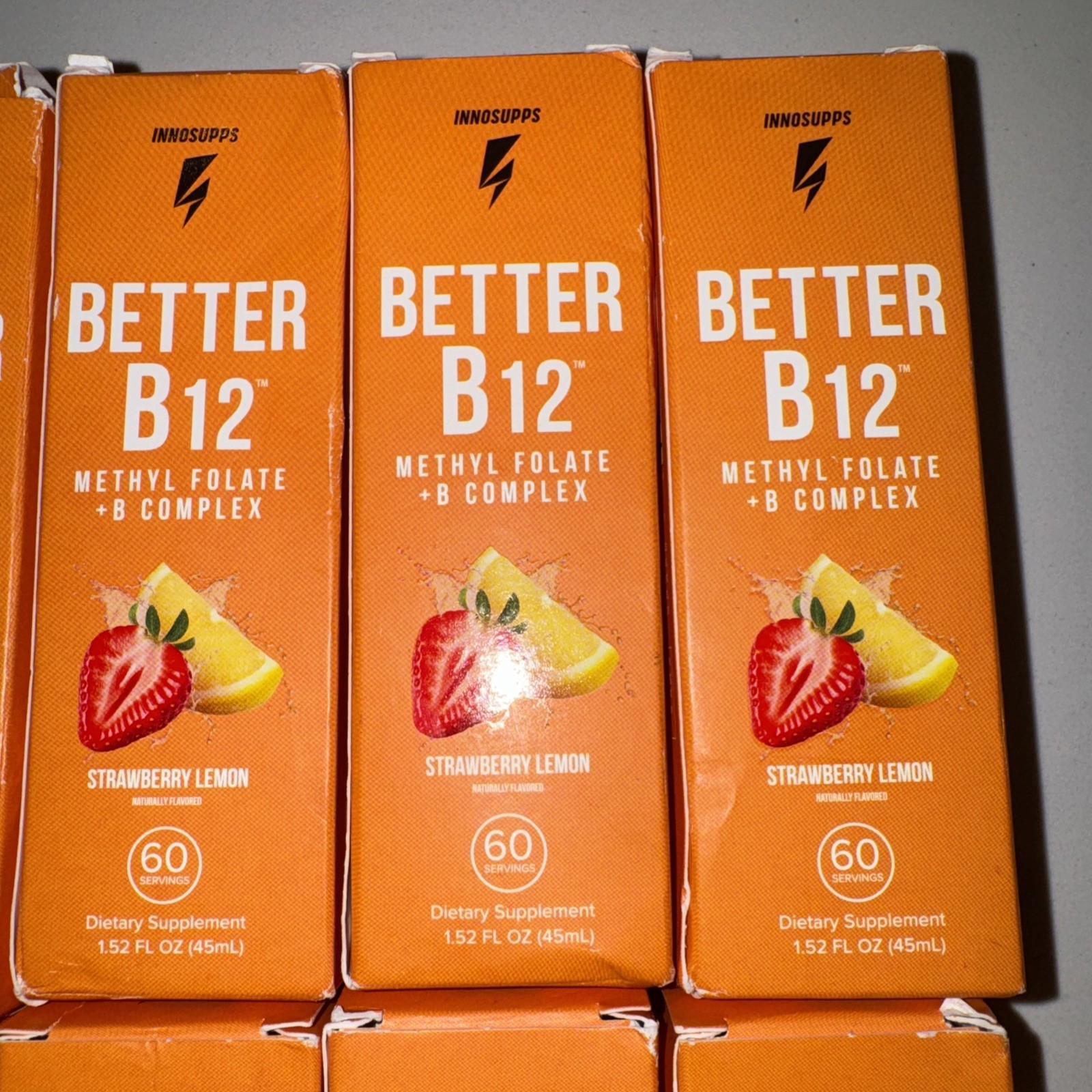 10 total Innosupps Better B12 Methyl Folate B Complex Strawberry Lemon 45ml