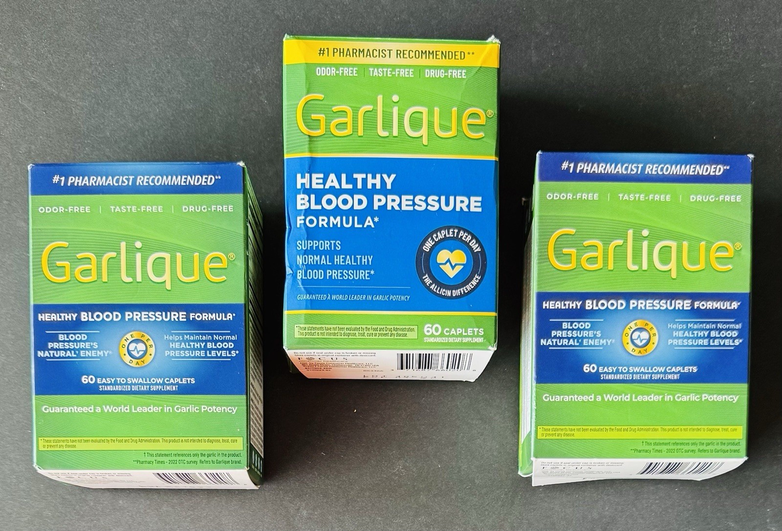 3x Garlique Healthy Blood Pressure Formula 60 Caplets per ea. BB: 02/27 – 03/28