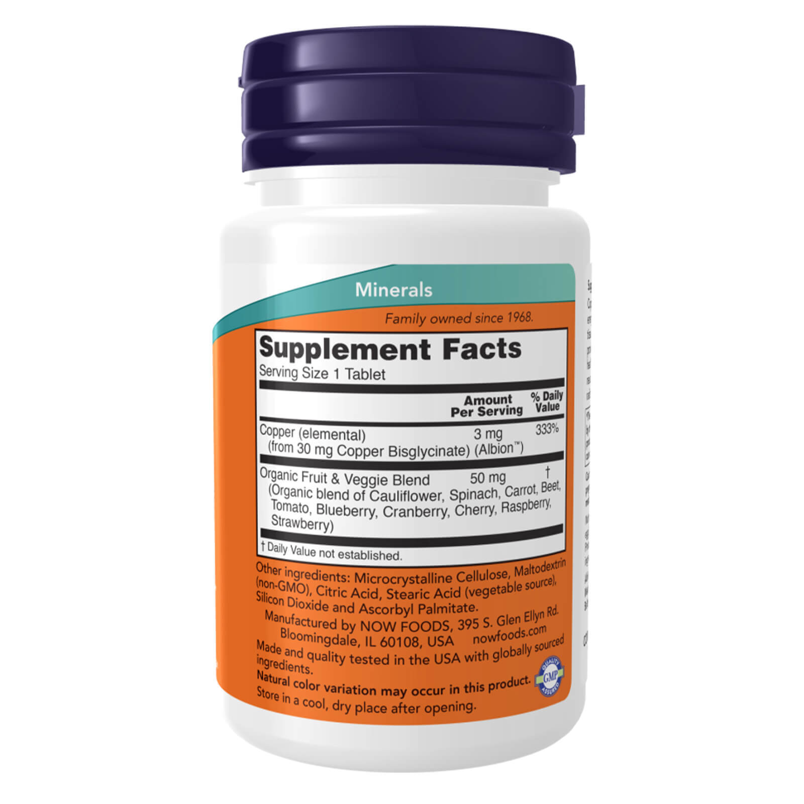 NOW Copper Glycinate with Albion Copper, 120 Tablets, Promotes Structural health