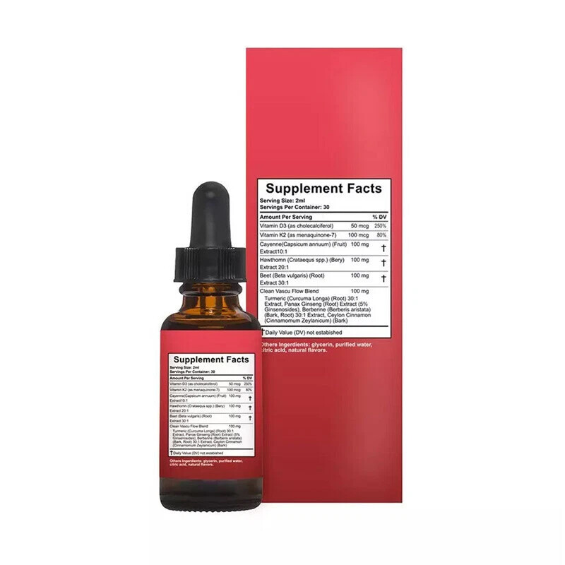 Cayenne Pepper Hawthorn Beet Root Turmeric Vitamin K2+D3 Drops 60ml