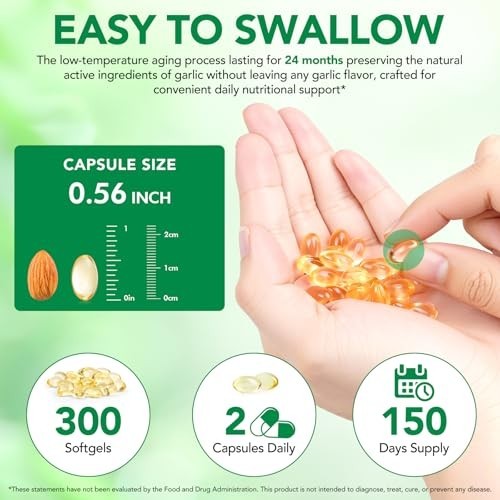 Best Aged Garlic Extract, 300 Softgels, 7500mg Odorless | Heart & Immune Pack 1