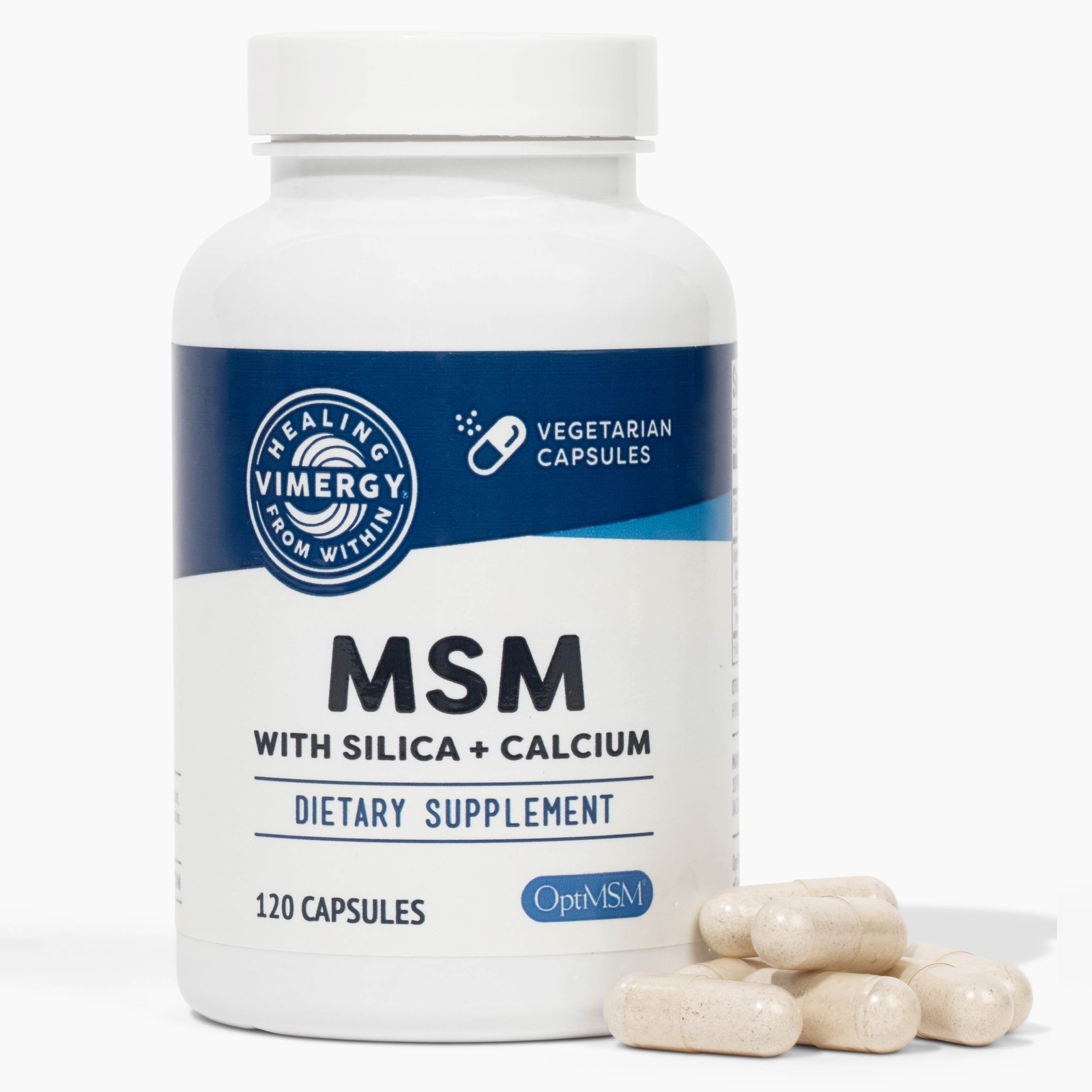 Vimergy MSM with Silica + Calcium Capsules, 120 Servings – Supports Bone Health