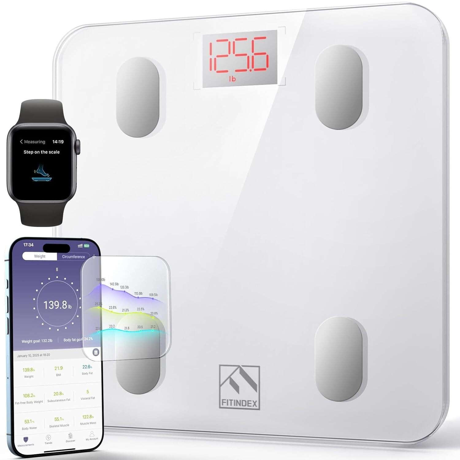 Digital Bathroom Scale for BMI Highly Accurate Smart Bluetooth Scale LCD Display