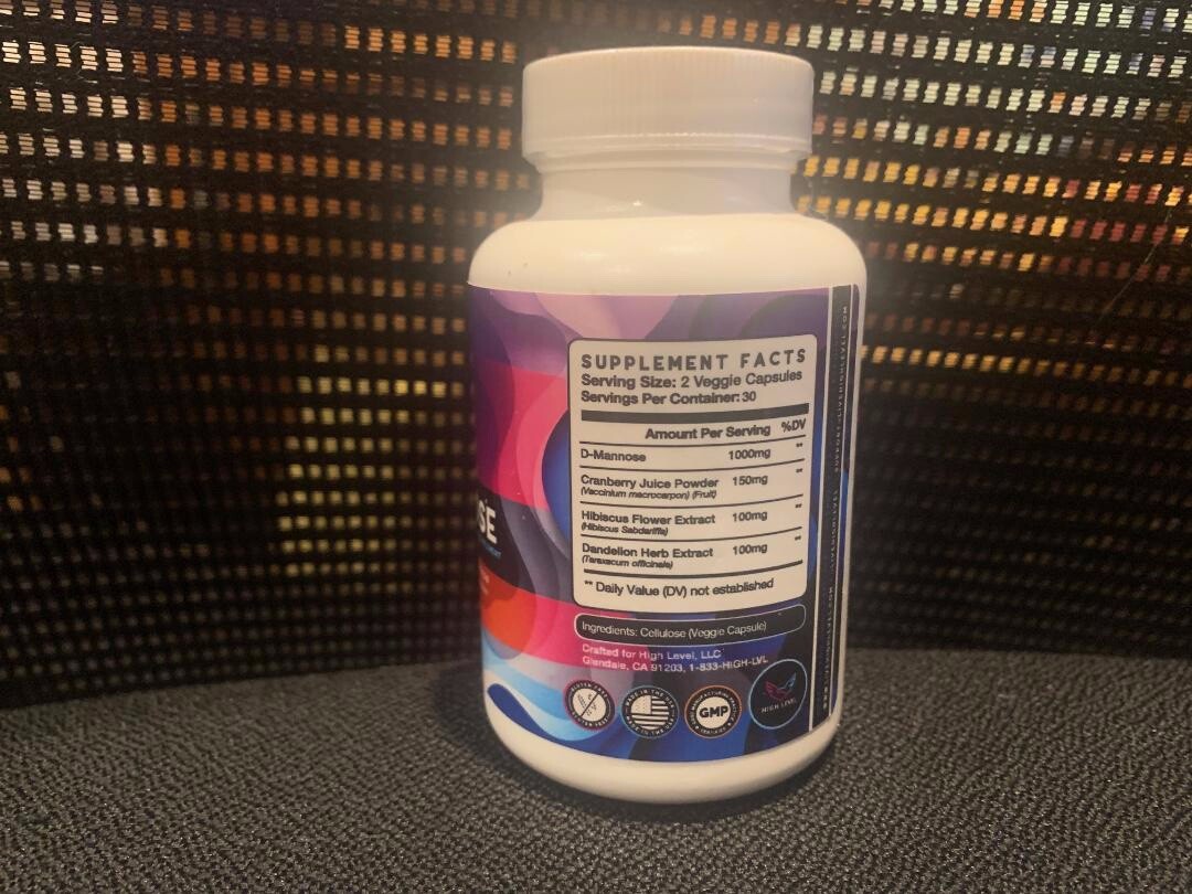 High Level D-Mannose Capsules, 60 Count, EXP 04/2025