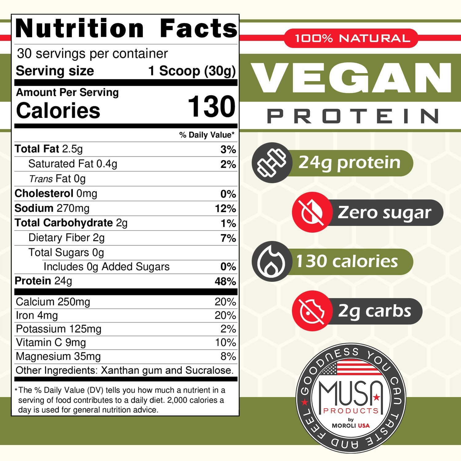 MUSA Hydrolyzed Vegan Protein, Unflavored, 32oz (2lb), 24g Protein, 130 Cal