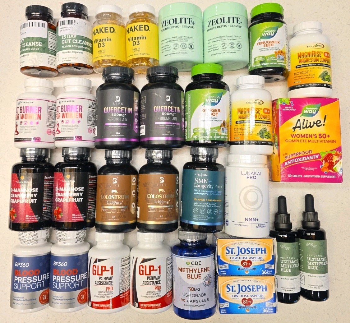 Huge Wholesale Lot Of 30 Assorted Vitamins & Supplements NEW & Sealed 03/2027+