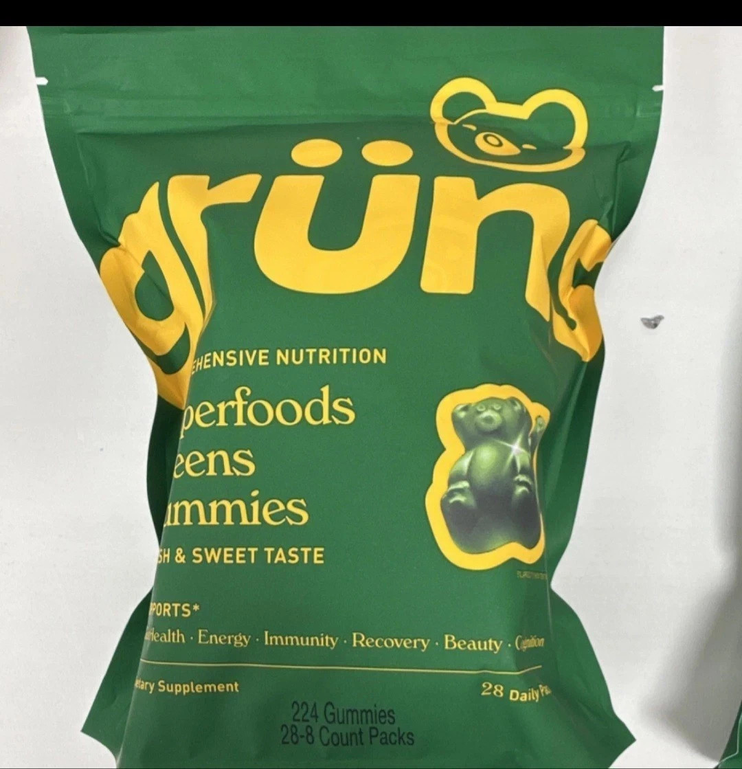 Gruns Adults Super Greens Gummies Superfood Gummies 28 daily-Packs