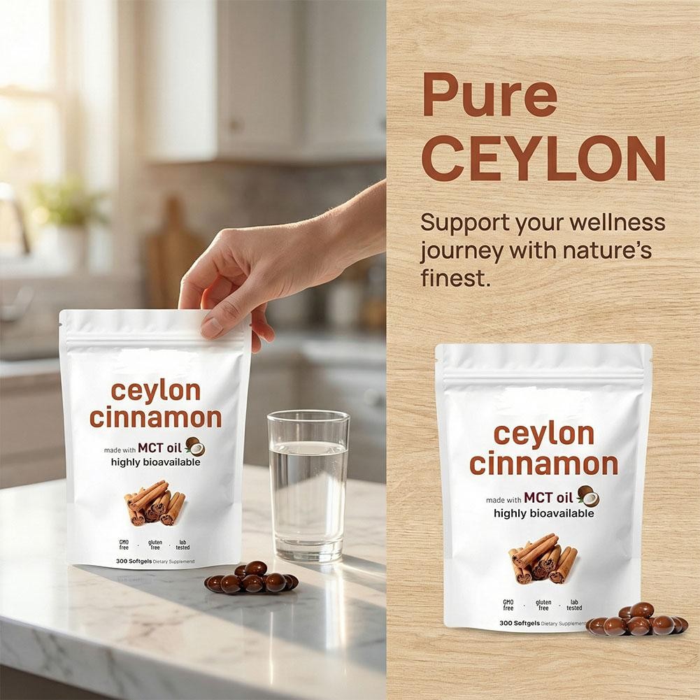 3X Ceylon Equivalent Cinnamon 7,200Mg |300Softgels with MCT Oil|HighlyBioavail`