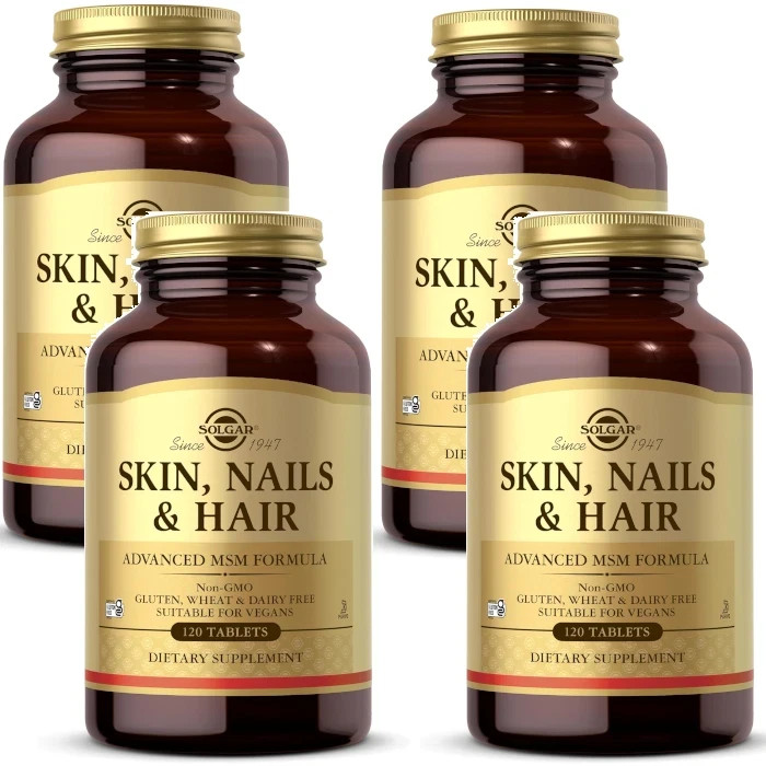 Solgar Skin, Nails & Hair (Non GMO, Gluten Free) 120 Tablets Each (Pack of 4)