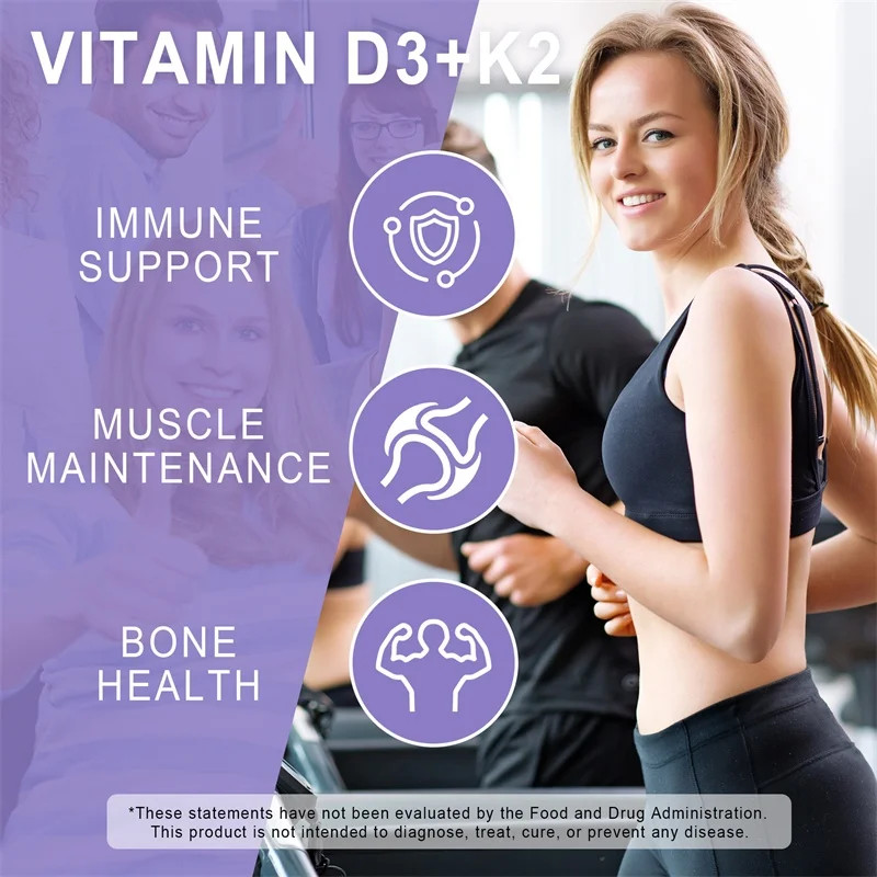 Vitamin D3 + K2 120pcs, Promote Absorption,Muscle Strength,Increase Bone Density