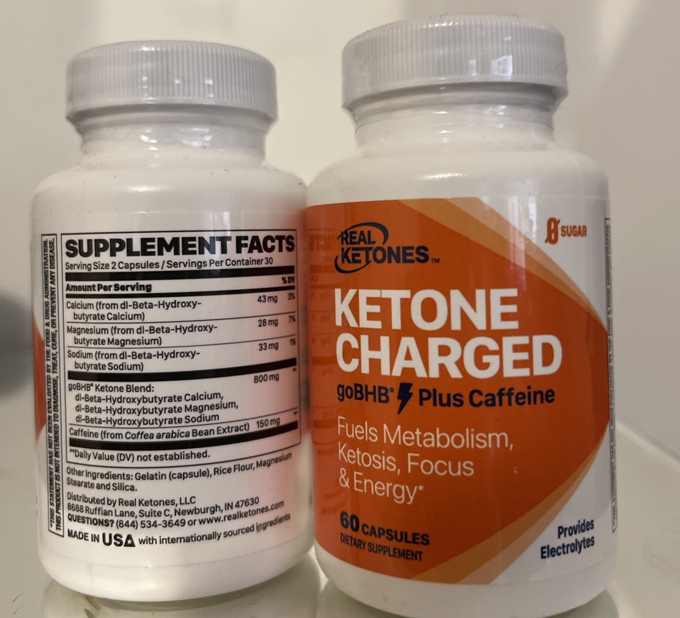 2 X Real Ketones, Ketone Charged, goBHB Plus Caffeine, 60 Capsules