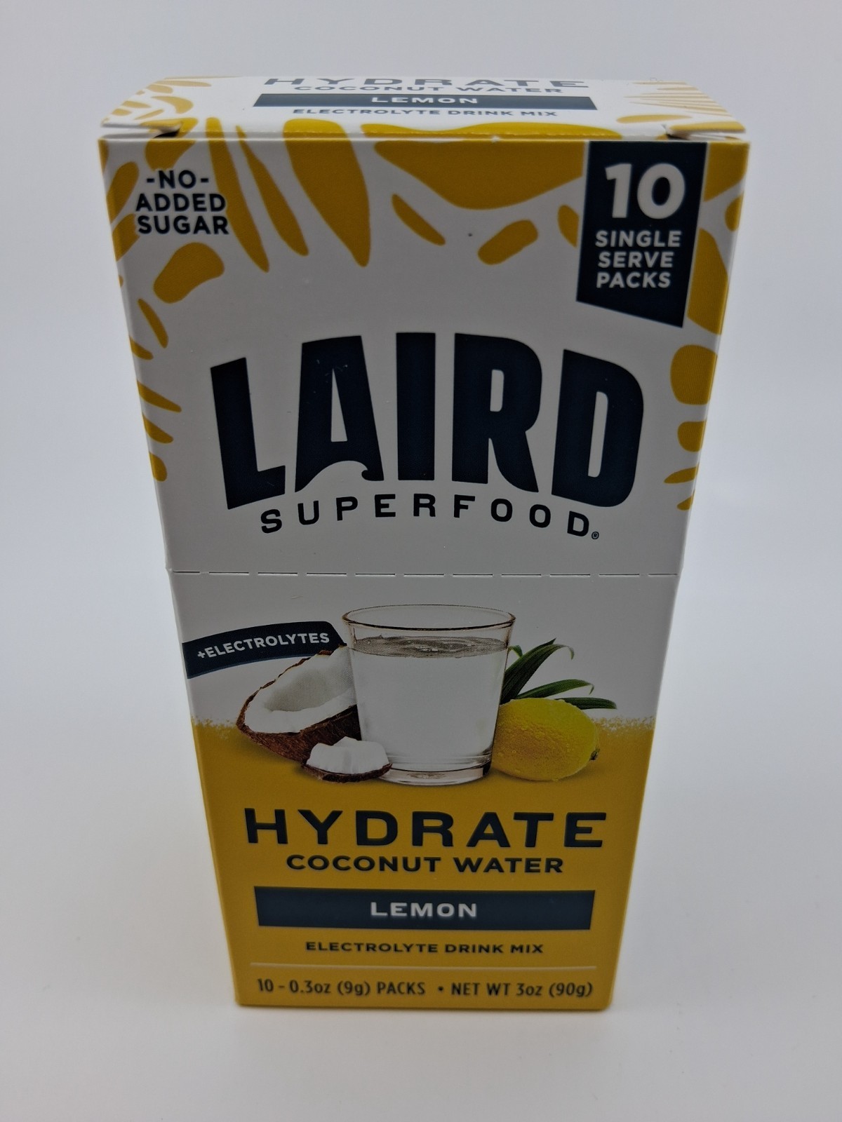 Laird Superfood Coconut Water Hydrate Lemon – 10 packets BB 6/2026