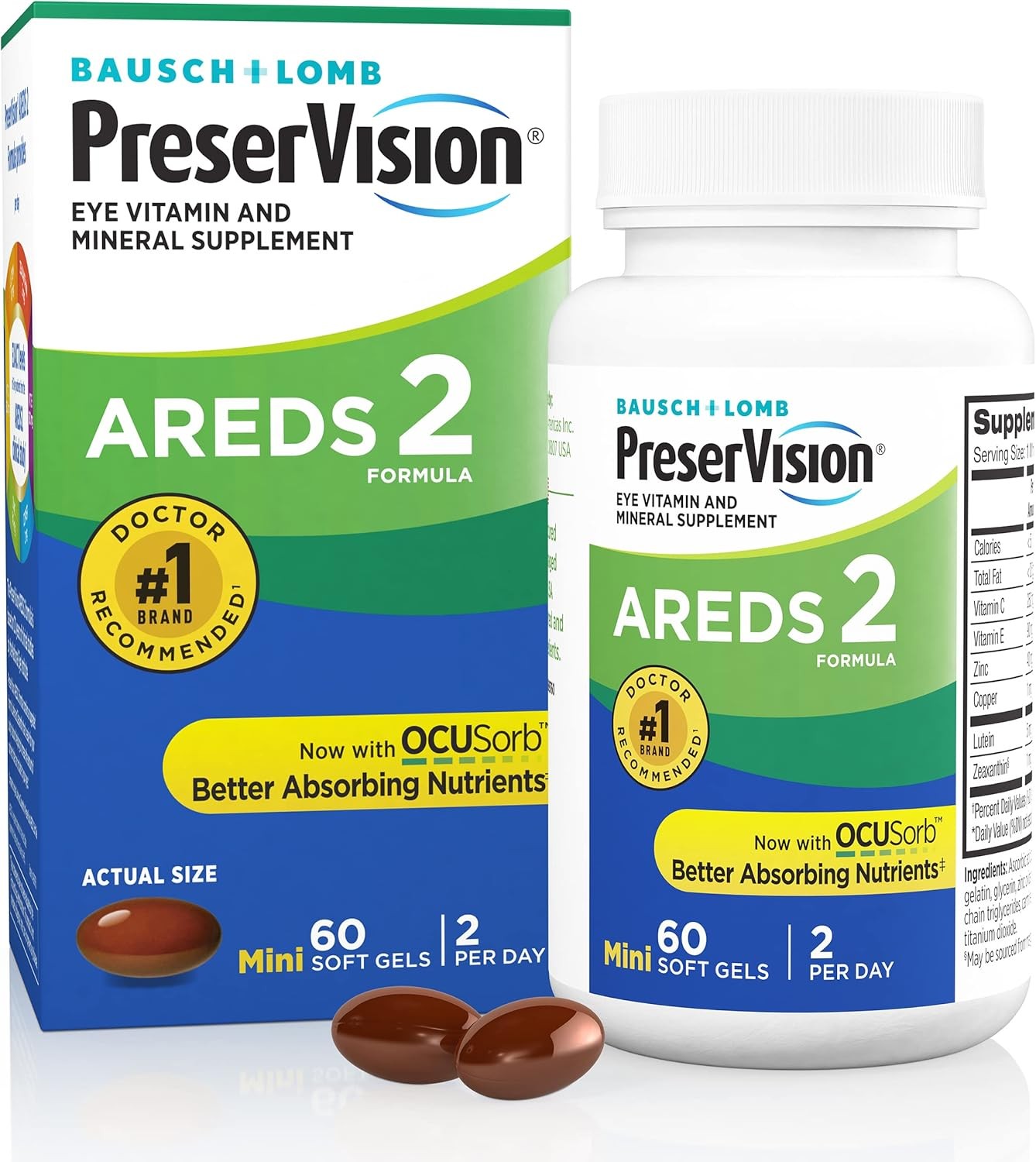 AREDS 2 Eye Vitamins, Lutein & Zeaxanthin, 60 Softgels 60 Softgels 60 Softgels
