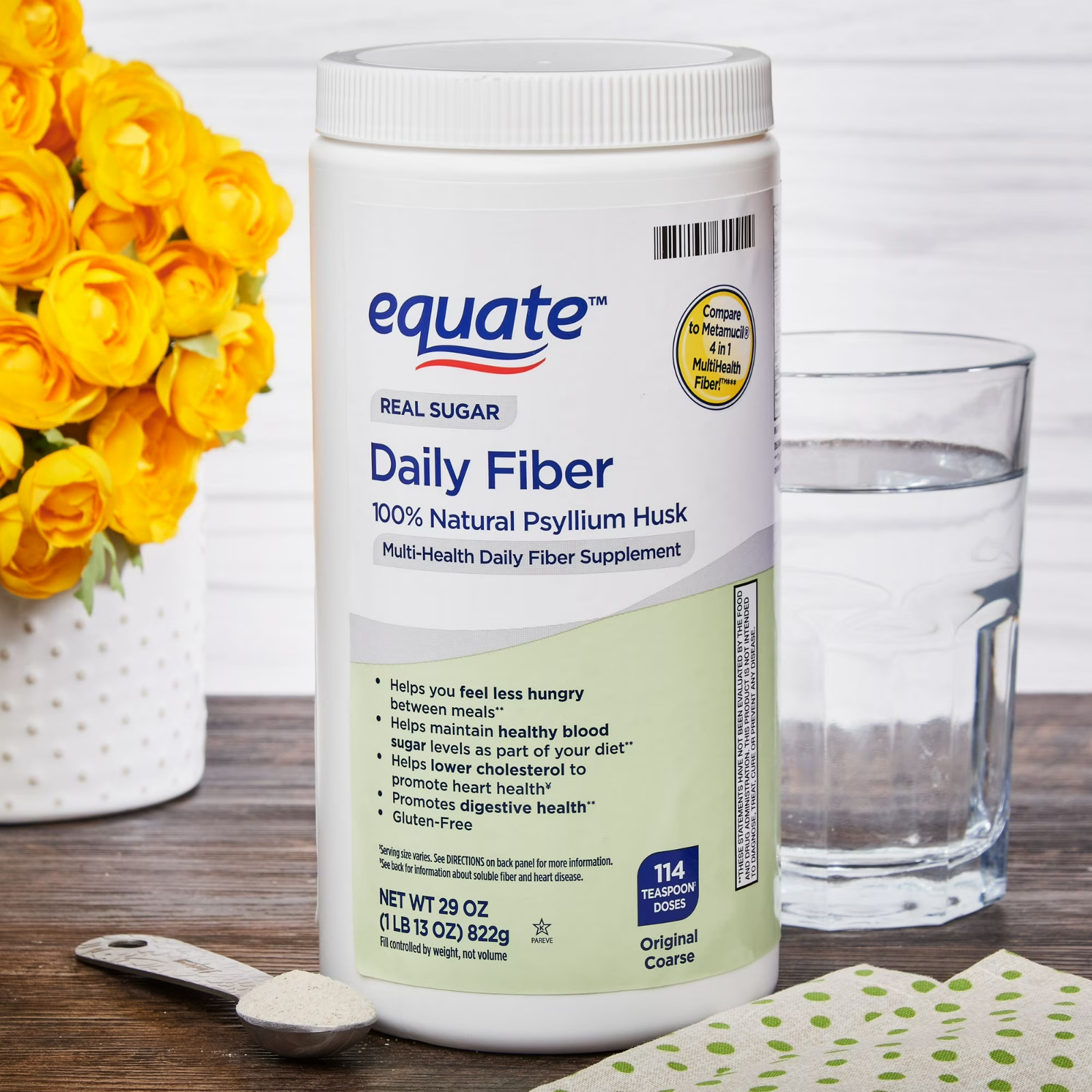 Equate Daily Fiber Powder, 29 oz, Unflavored, Compare to Metamucil 4-in-1 fiber