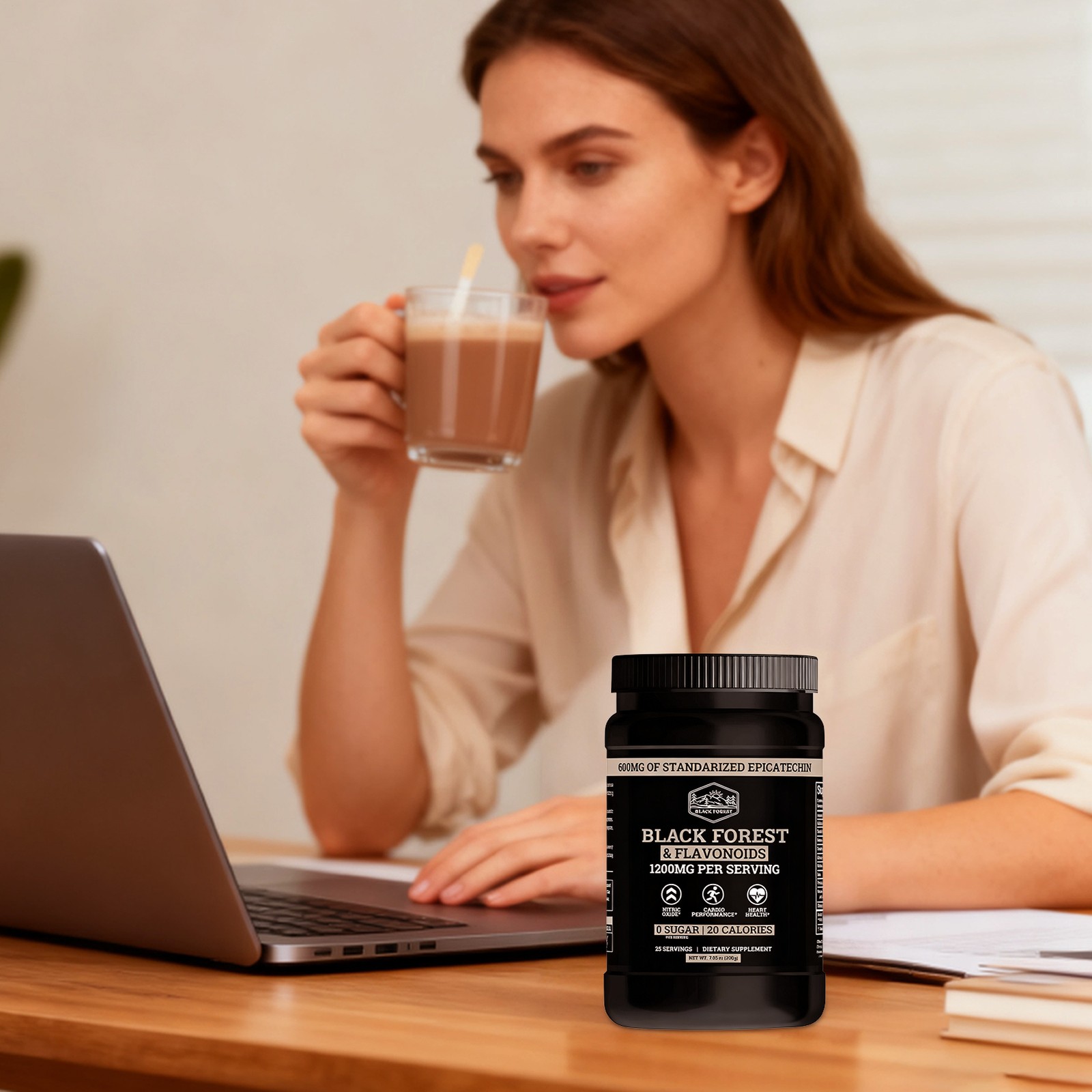 Black Supplements High Flavanol Cocoa Powder & Flavonoids Forest 1200mg