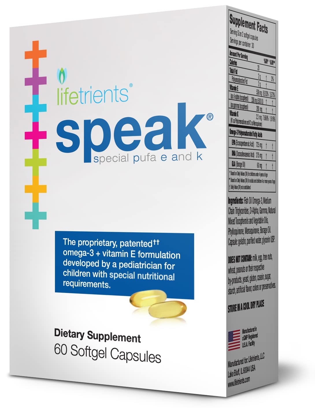 Lifetrients Speak – 60 Softgels – Pediatrician 60 Count (Pack of 1), Tan
